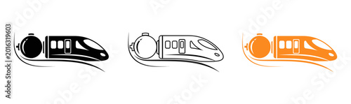 High speed train logo set black outline and orange variations