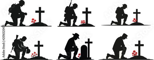 lest we forget vector illustration, remembrance day soldier memorial, poppy flower tribute design .