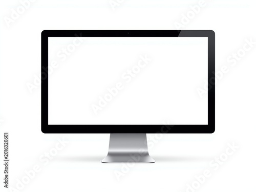 computer monitor with blank white screen modern desktop display on white background high quality