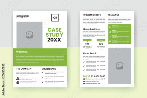 Case Study Layout Flyer. Minimalist Business Report with Simple Design.
