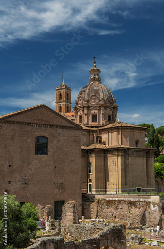 Santi Luca e Martina cathedral in Rome italy on a sunny day