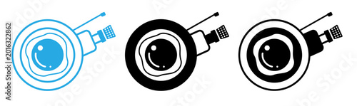 Foto Security camera icons set color black and outline versions