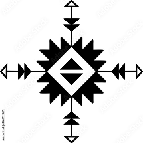 Black geometric pattern in African American tribal style, for creative design work. (vector)