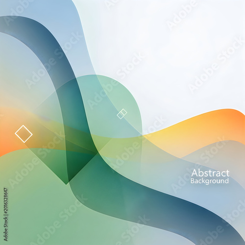 Colorful abstract wavy background with gradient shades and geometric elements