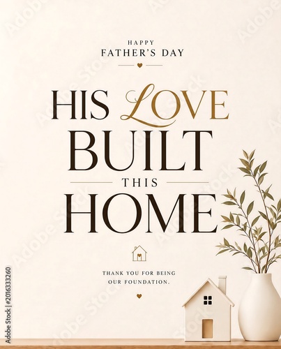 Elegant Father’s Day Typography Print His Love Built This Home Minimal Luxury Greeting Card Design