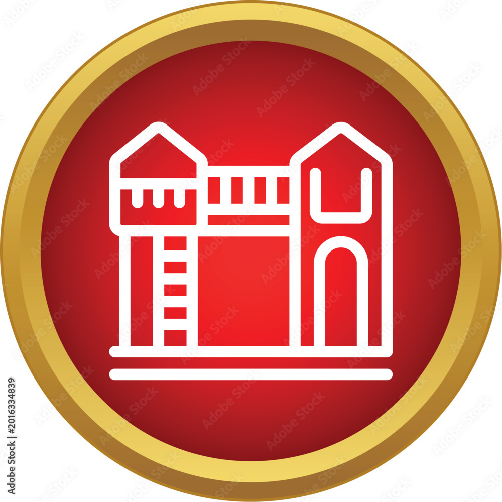 Fototapeta premium Castle icon representing safety, history, and ancient architecture within a red circle