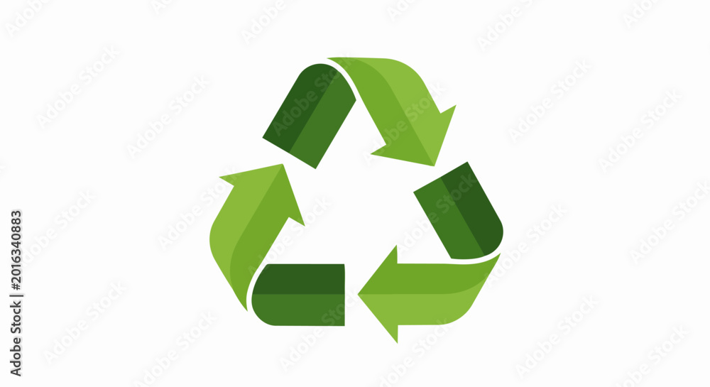 Fototapeta premium Green Recycle Symbol Icon on White Background - Sustainable Ecology and Waste Management Concept