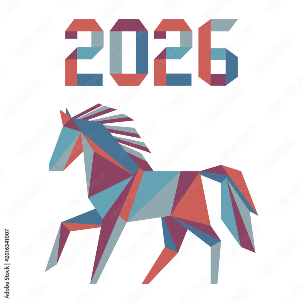 Obraz premium New Year Horse Symbol 2026 Chinese Zodiac Origami
