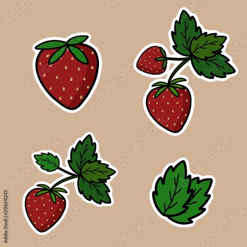 set of strawberries sticker