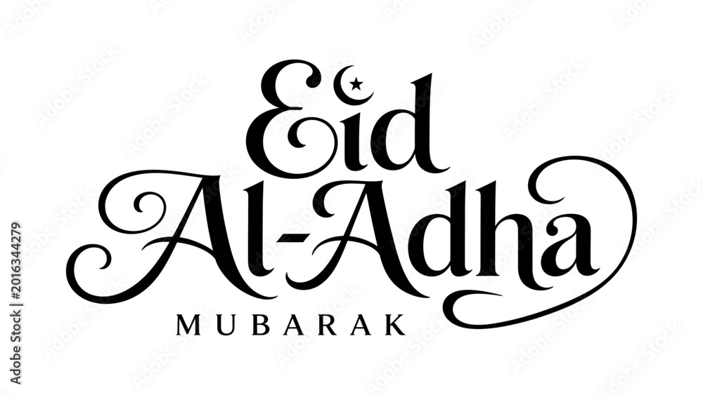 Obraz premium Eid al-adha mubarak elegant typography design Islamic Holiday Greeting Eid Mubarak Lettering