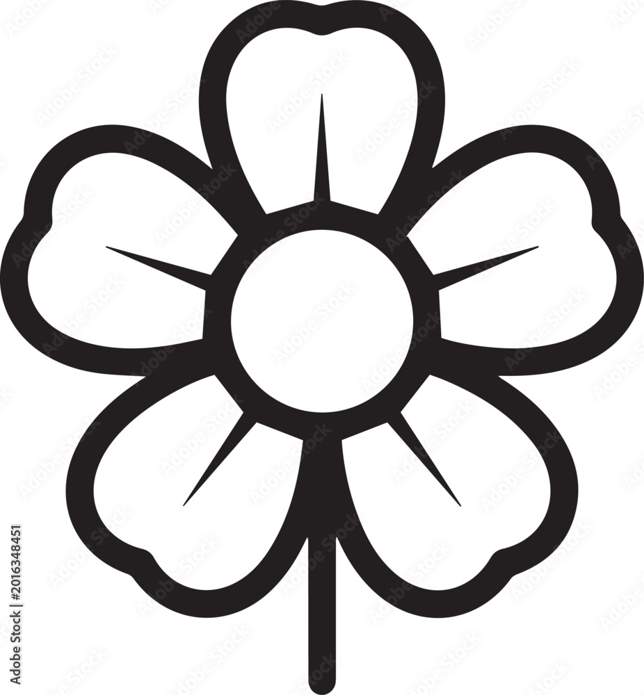 Obraz premium line art flower vector icon. black and white vector illustration of outline flower with stem isolated for botanical and nature garden design and floral spring graphic branding elements