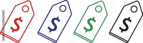 Dollar Price Tag Icon Vector – Sale Discount Label Symbol Flat Design for Business and Retail