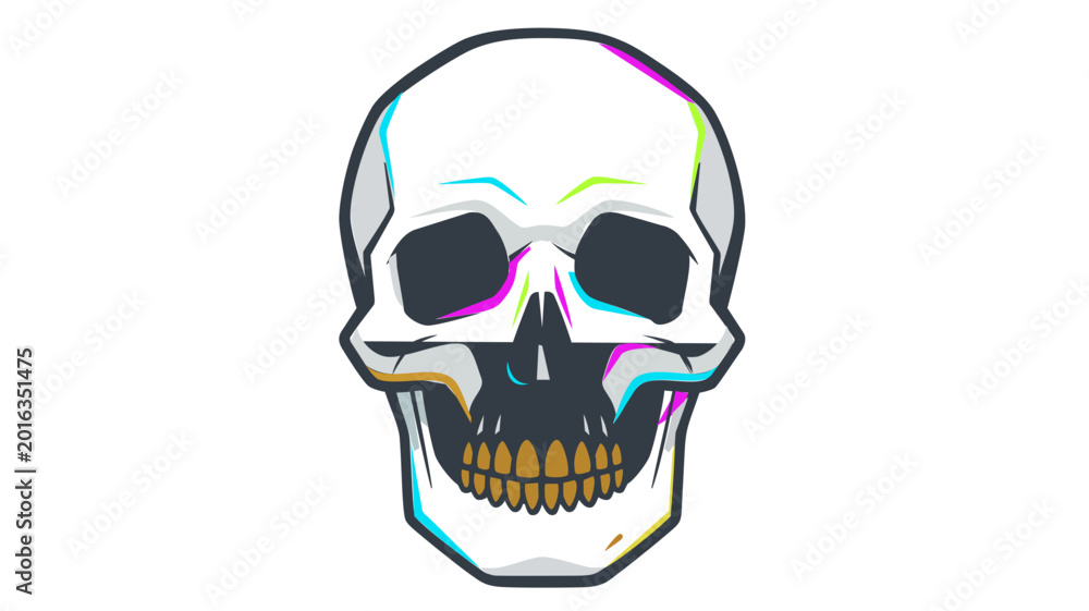 Obraz premium Bleached bone skull vector icon for spooky Halloween and mystic designs, anatomically inspired head bone illustration in a minimalist flat style isolated on white background, festive graphic.
