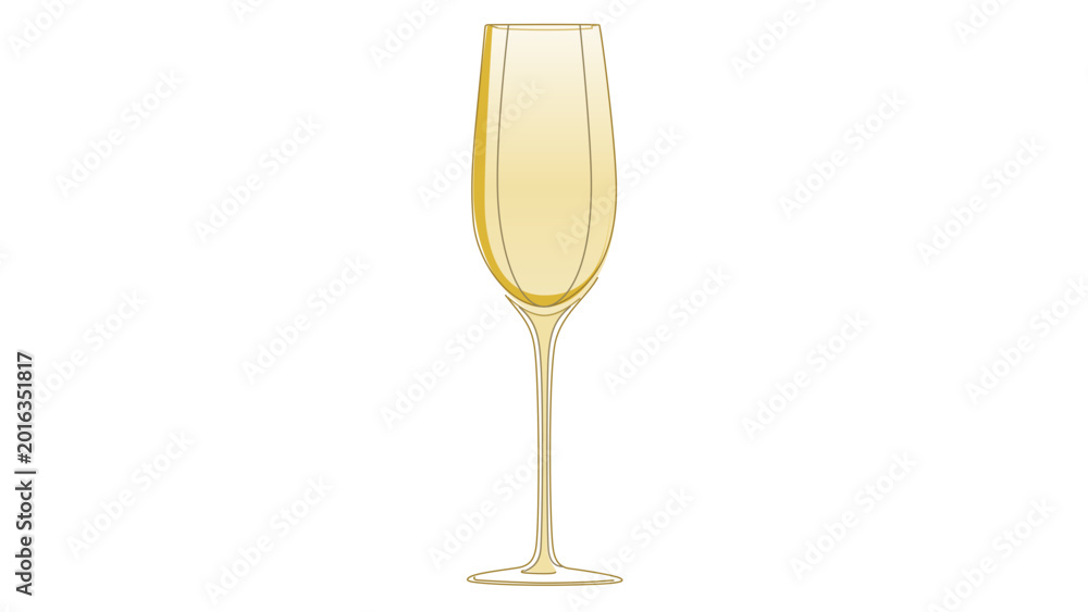 Fototapeta premium Sleek white wine glass vector illustration with editable stroke and customizable line weight, perfect for high-end restaurant menus, bar branding, and creative beverage graphic design projects.