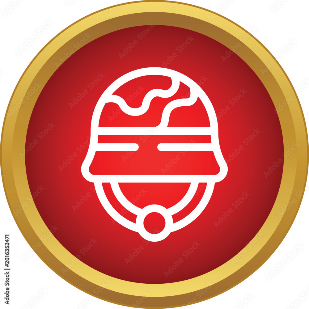 Fototapeta premium Military helmet showing soldier headgear against a red and gold background