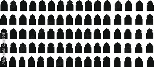 Obraz na plátne Islamic arch window silhouette collection with traditional oriental door shapes