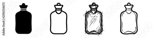 Canvastavla Collection of Hot Water Bottle Icons in Multiple Styles Including Silhouette Out
