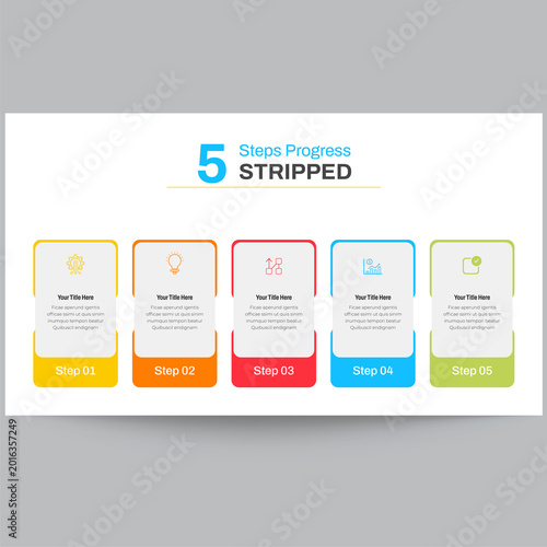 Photos Business Workflow Infographic Template with Five Steps Layout