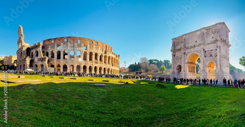 Canvas Print The great Colosseum of Rome, Italy, is one of the wonders of the world
