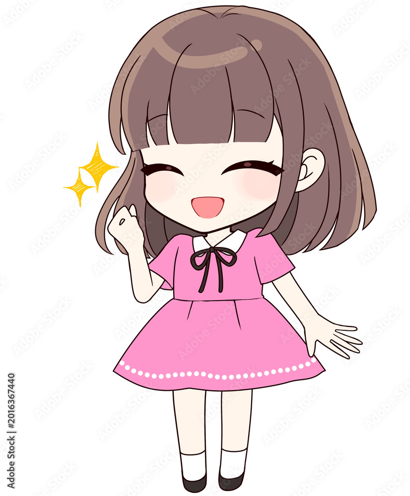 Fototapeta premium 笑顔の女の子 マンガ アニメ