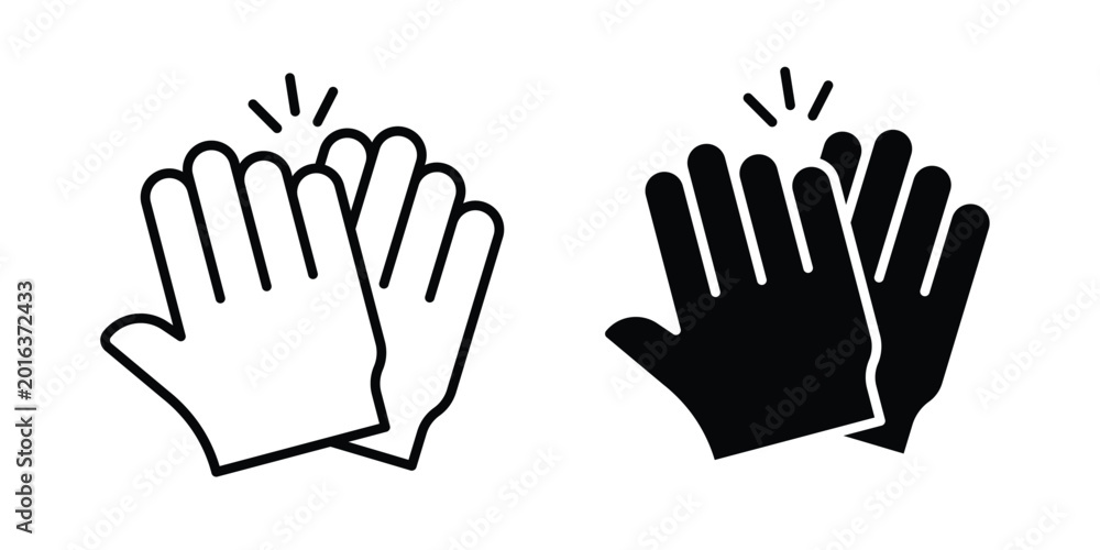 Fototapeta premium High Five icon concept editable stroke outline. flat vector illustration.