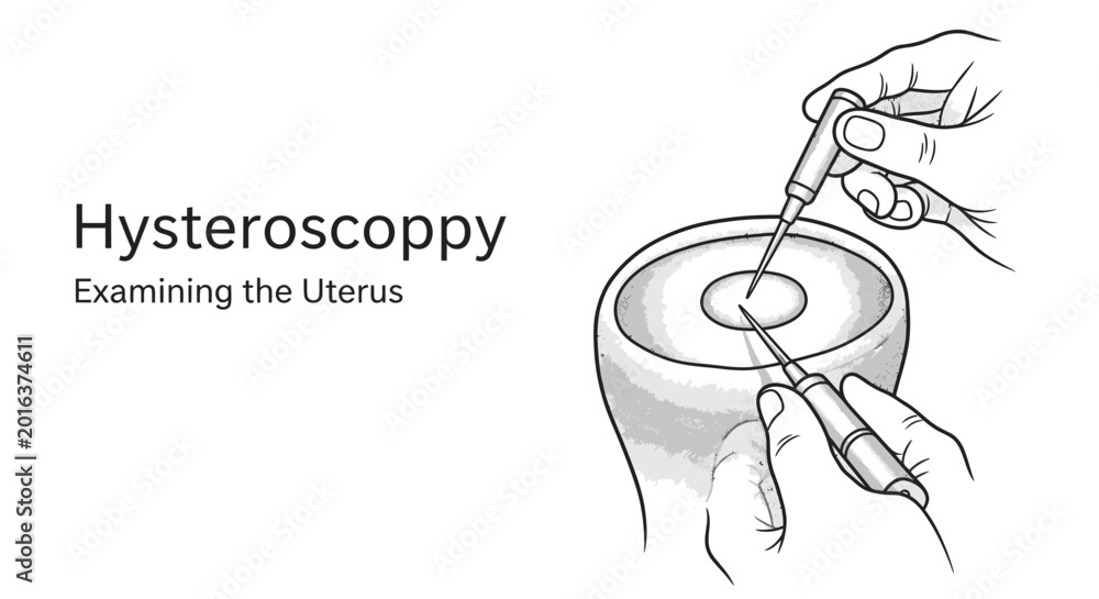 Fototapeta premium Hysteroscopy medical procedure illustration for examining the uterus anatomy