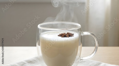 Soft Steam Ascending from Pure Creamy Hot Milk
