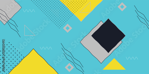 Canvastavla Abstract Geometric Shapes with Retro Memphis Design Style.
