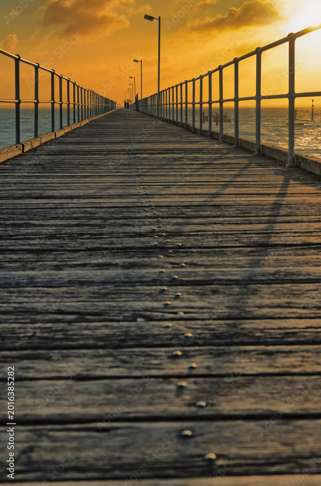 Fototapeta premium Wooden Pier at Sunset in Ceduna, Australia