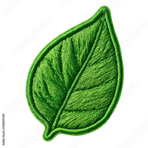 Embroidery patch green leaf embroidered fabric texture nature motif eco accessory