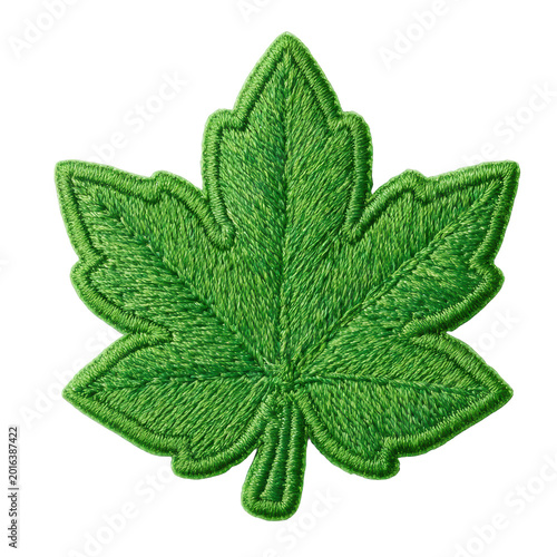 Embroidery patch green leaf applique fabric texture nature spring foliage