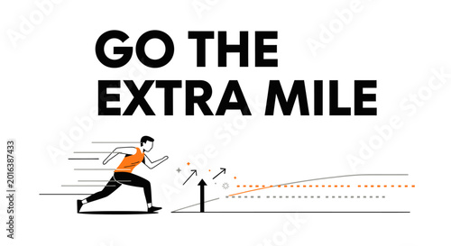 Photos Man running with motivation and determination to go the extra mile, minimalist vector illustration of athlete sprinting towards success and exceeding limits