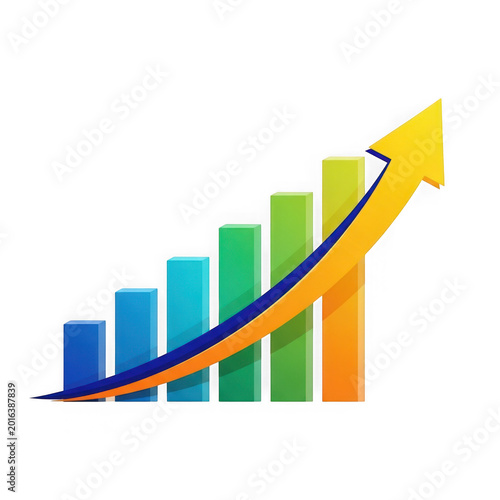 Free Download Growing colorful bar chart with upward arrow - GFXLoad