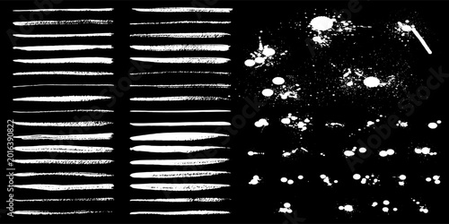 Abstract White Grunge Brush Stroke Collection – Rough Ink, Paint Smears and Shapes.
