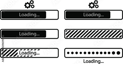 Schilderij op canvas Loading Progress Bar Collection with Processing Indicators and UI Interface Elements for Websites, Apps, and Software Design