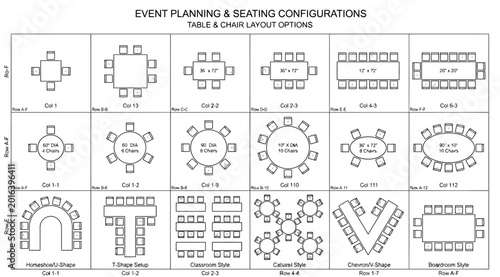 Fotografie Event planning and seating configurations table and chair layout options
