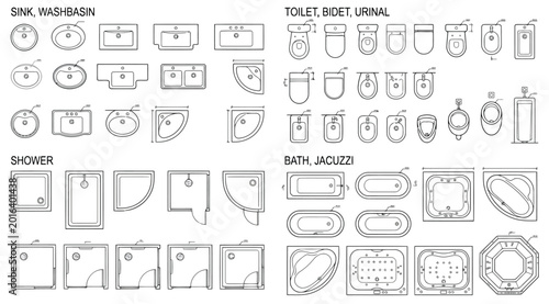 Quadro su tela Collection of bathroom sanitary ware icons and fixtures
