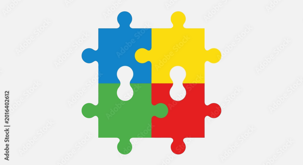 Fototapeta premium Colorful puzzle pieces connected together.