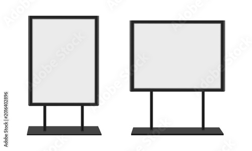 Vászonkép Two tabletop sign holder mockups with horizontal and vertical frames for menu, p