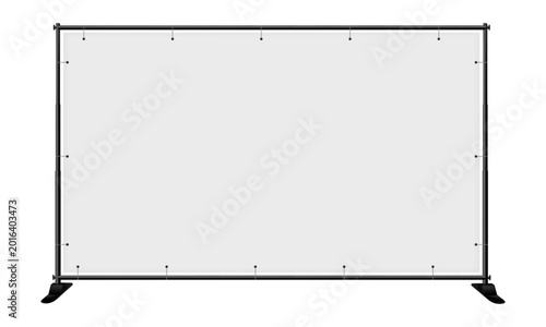 Vászonkép Wide backdrop banner stand mockup for press wall, photo zone, exhibition, event, branding and advertising presentation isolated on white background