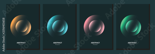 Canvas Print Posters set with gradient, noise, blur abstract shapes