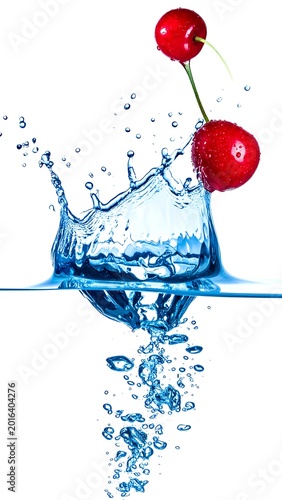A splash of water with two cherries