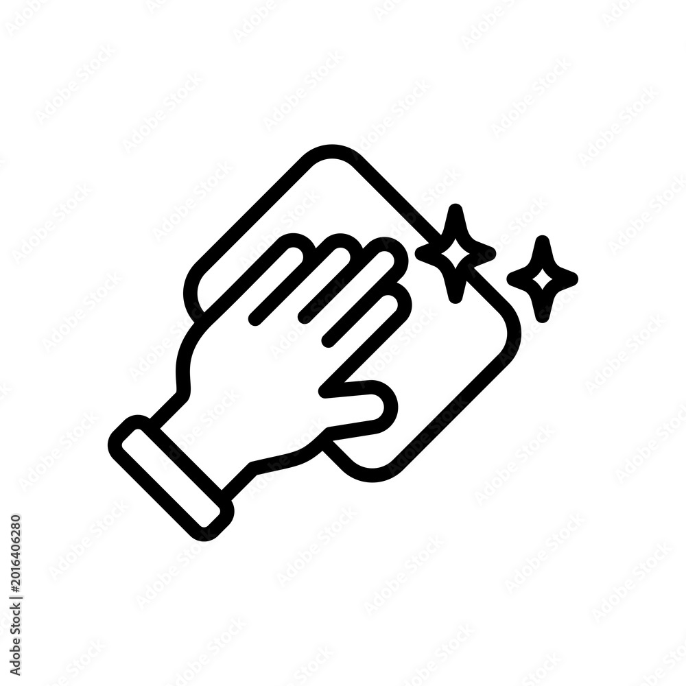 Obraz premium Minimalist Line Art Icon of Hand Wiping a Surface for Cleanliness