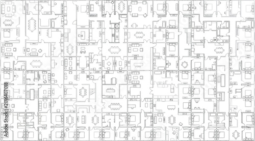 Fotografie Large collection of various residential floor plan layouts and architectural des