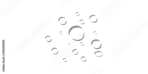 Fotografi Abstract gray floating bubbles and water drops on white background vector illustration