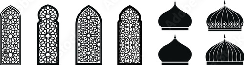 Bild auf Leinwand Mosque dome lattice window silhouette with traditional islamic pattern architect