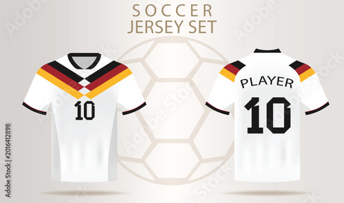 Foto Soccer jersey set with german flag colors and player number 10