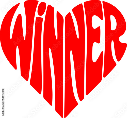 illustration of the word “Winner” arranged in a heart shape.