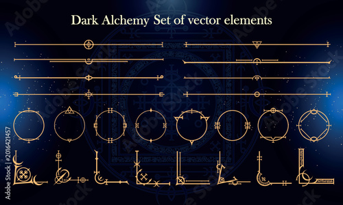 Cuadro en lienzo Set of Dark Fantasy Elements for user interface, poster, video