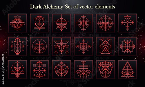Canvas Print Set of Dark Fantasy Elements for user interface, poster, video